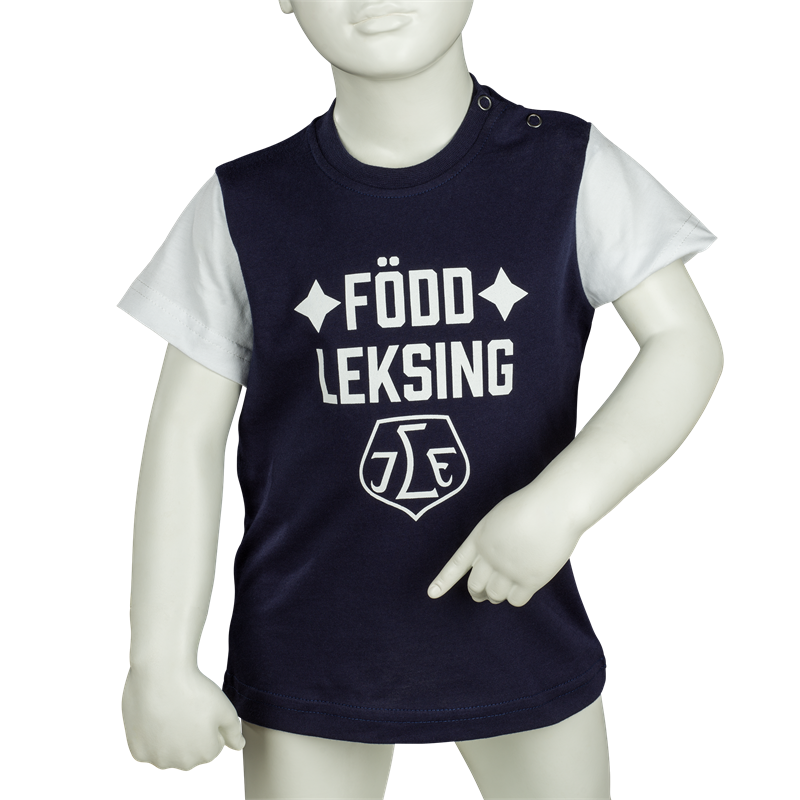 T-shirt baby Född Leksing marin